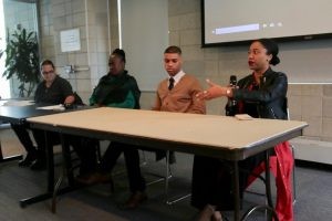 Community organization panel with participants from Harlem United, Harlem Arts Alliance, Gay Health Advocacy Project, and The Corner Project.