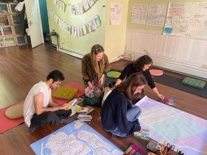Students setting up a workshop