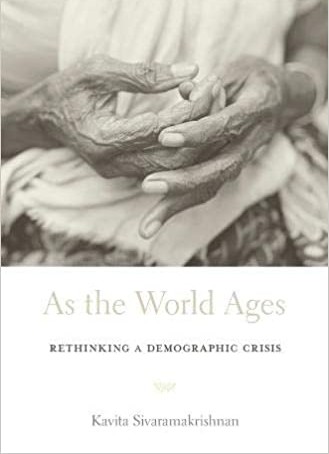 Book cover of "As the World Ages," showing an elderly woman's hands. 