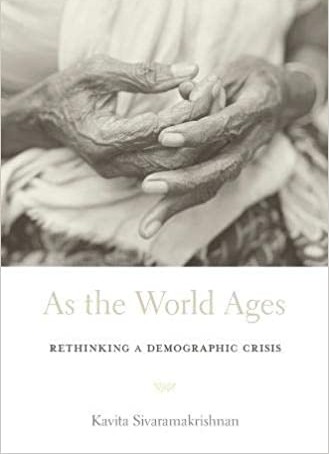 Book cover of "As the World Ages," showing an elderly woman's hands.