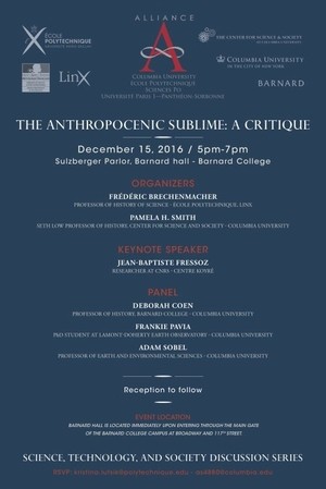 Blue background poster for The Anthropocenic Sublime: A Critique event
