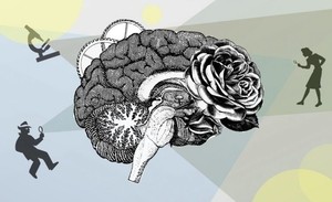 Photo of a drawing of the brain