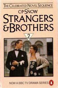 C. P. Snow novel on beige background (entitled "Strangers and Brothers")