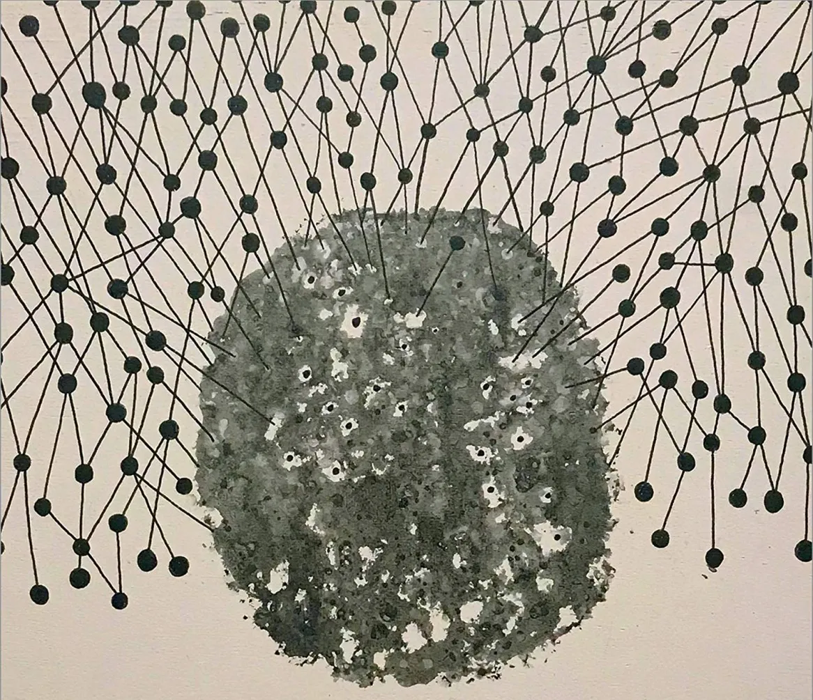 Book cover with title and dot pattern