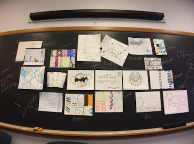 drawings on a blackboard