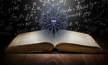 Photo of an open book with a brain illustration overlay