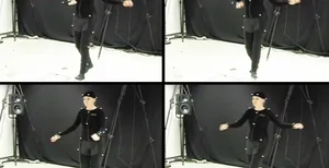 A person walks with electrodes attached to various parts of the body