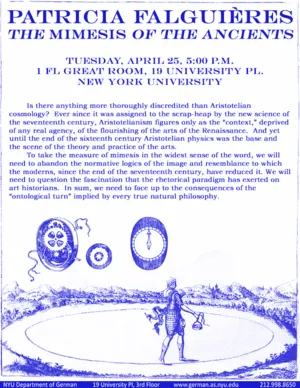 Poster of the event in blue font