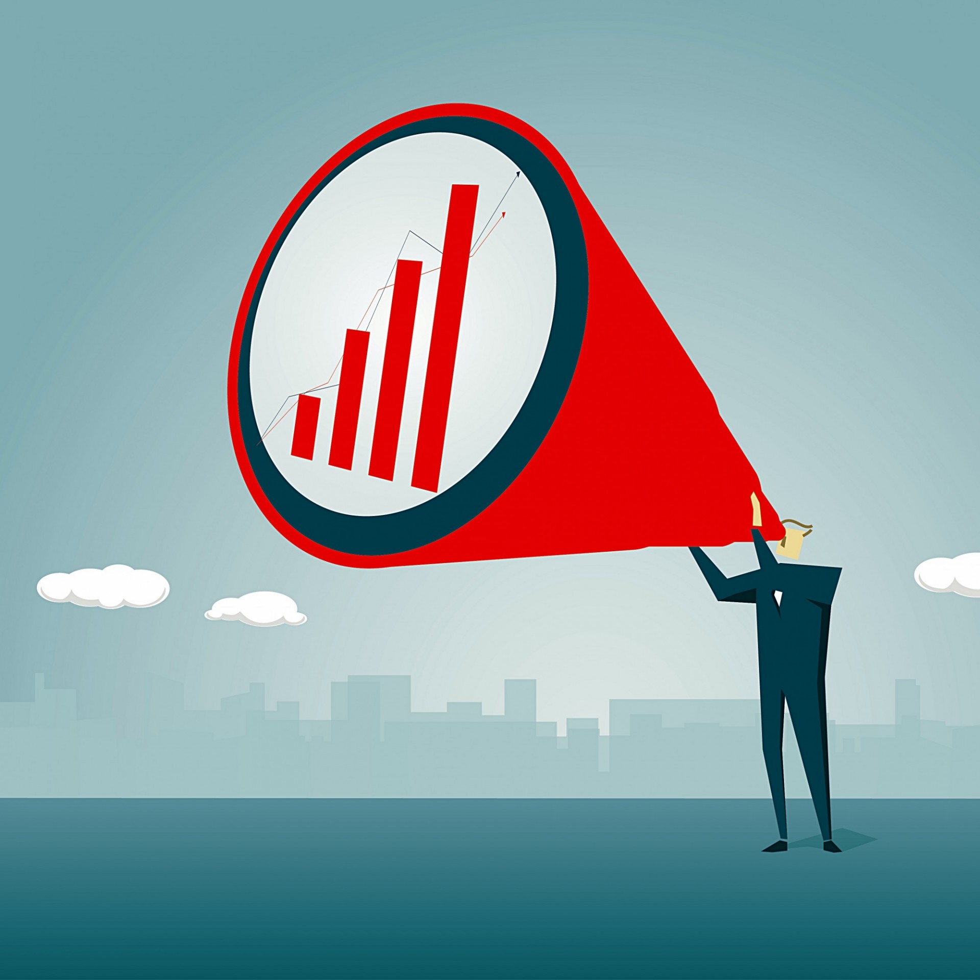 man yelling into cone graphic